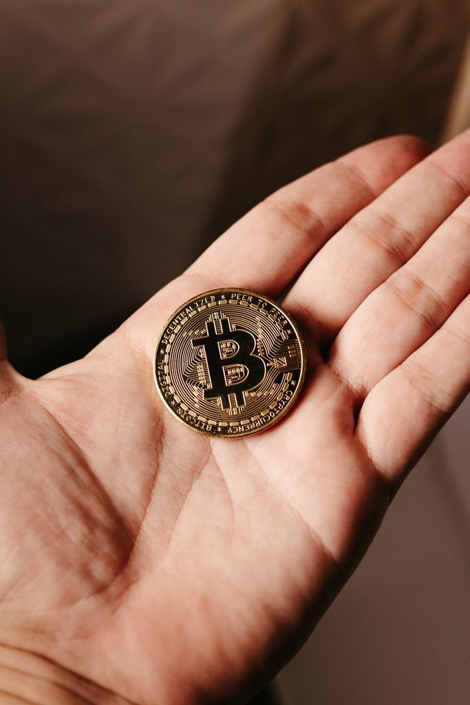 Cryptocurrency for beginners: bitcoin coin resting in a human hand