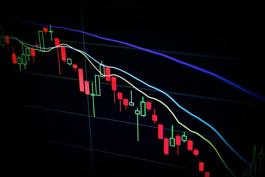 Stock market chart displayed on a screen