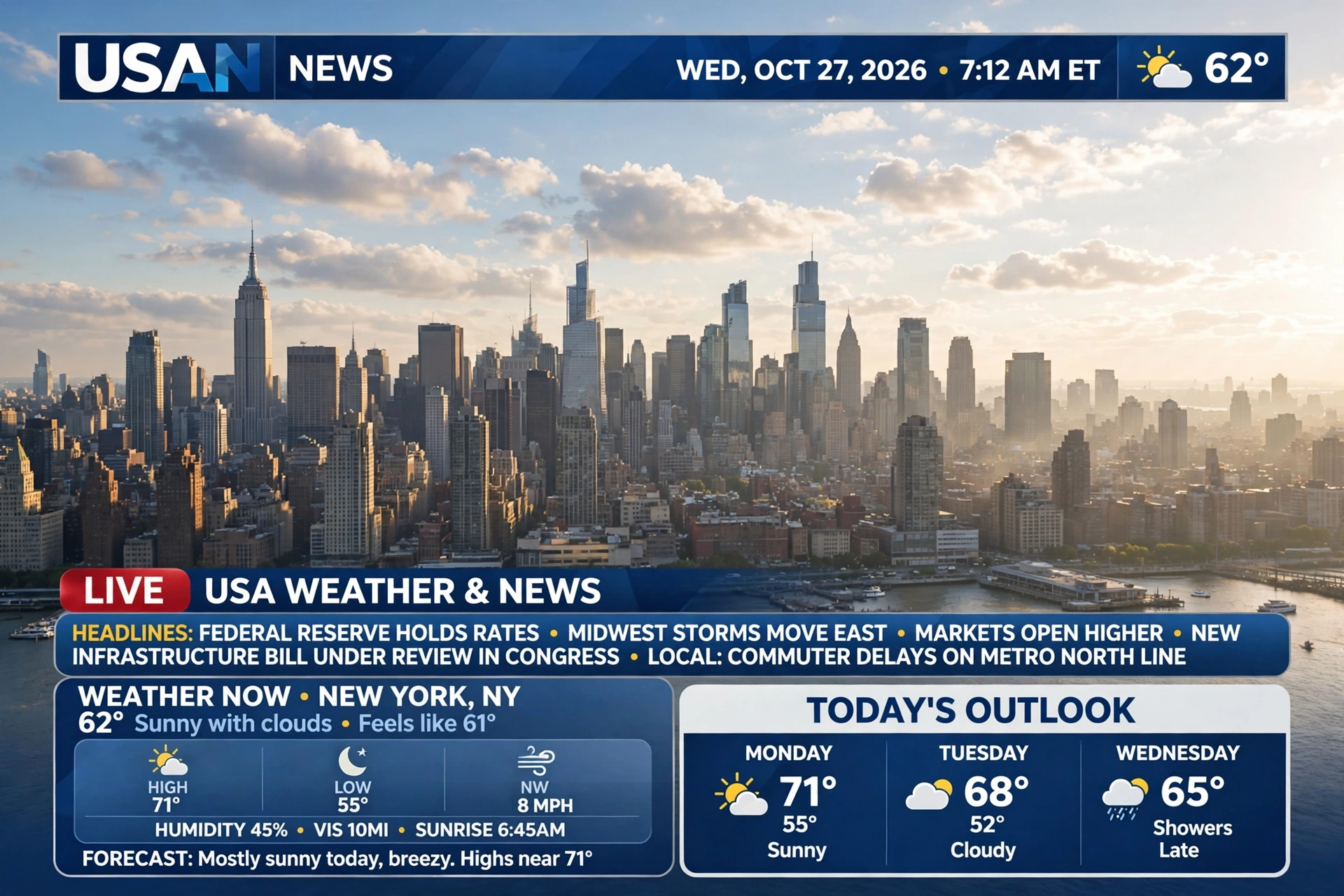 Daily update 27 October 2026 – USA weather today, sunny skies in New York and Los Angeles